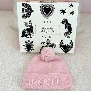 Alexander McQueen Beanie Pink Pompom Wool & Cashmere